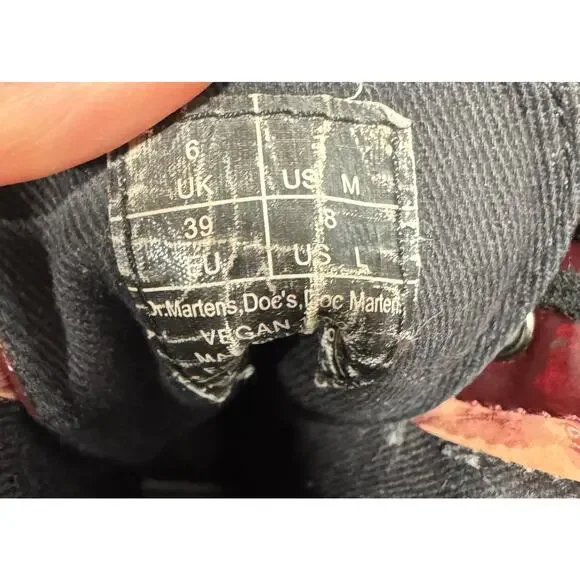 DR. MARTENS The Original Red Lace-Up Boots Moto Combat Unisex Size 8 - Picture 6 of 8